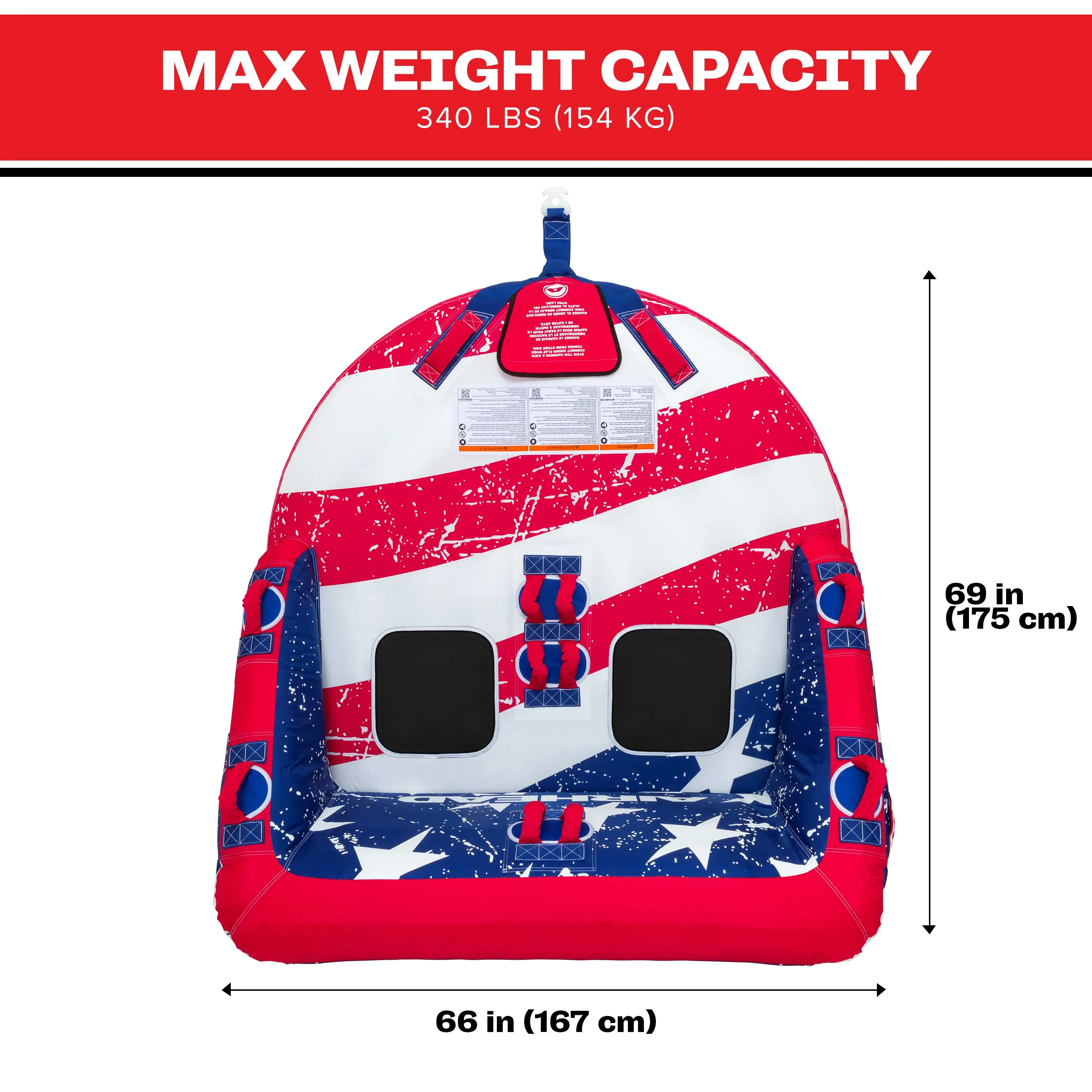 Stars & Stripes Big Mable® | 1-2 Rider Towable Tube for Boating - Image 7