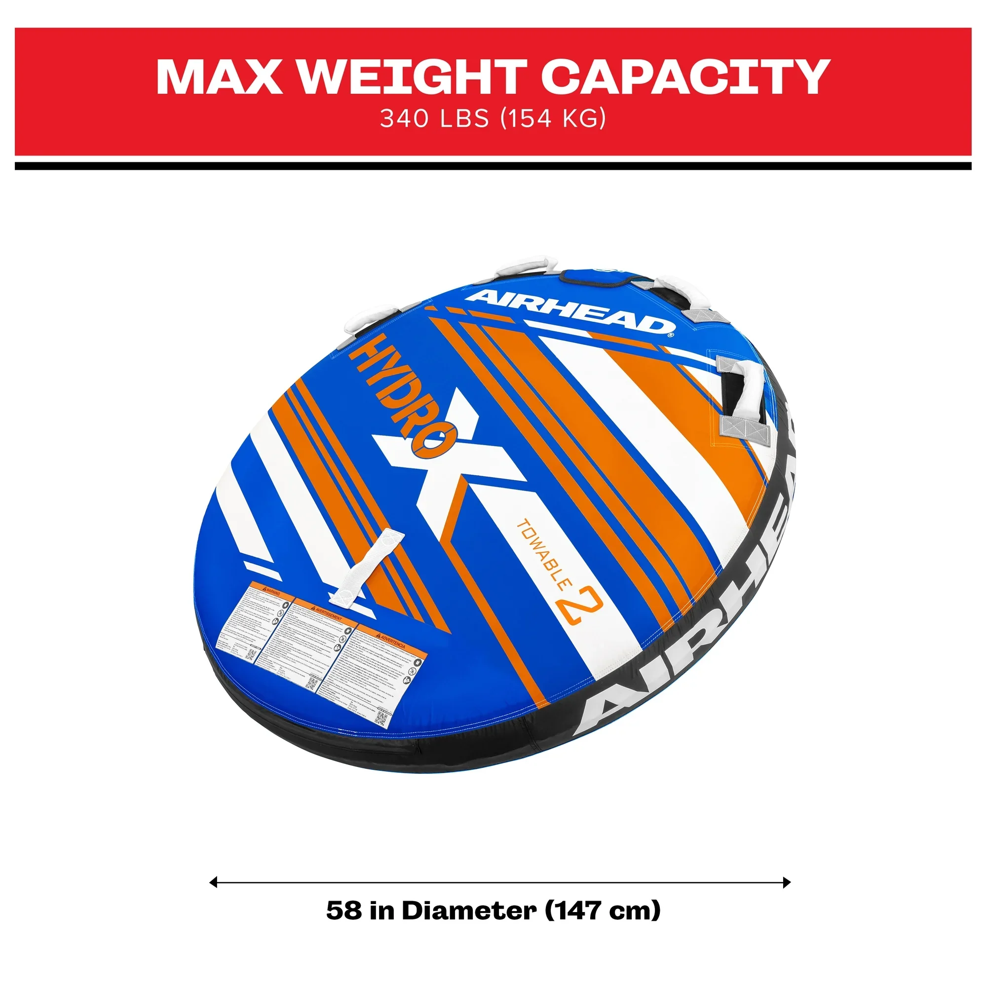 Hydro-X 2 | 1-2 Rider Towable Tube for Boating *Walmart Exclusive* - Image 5