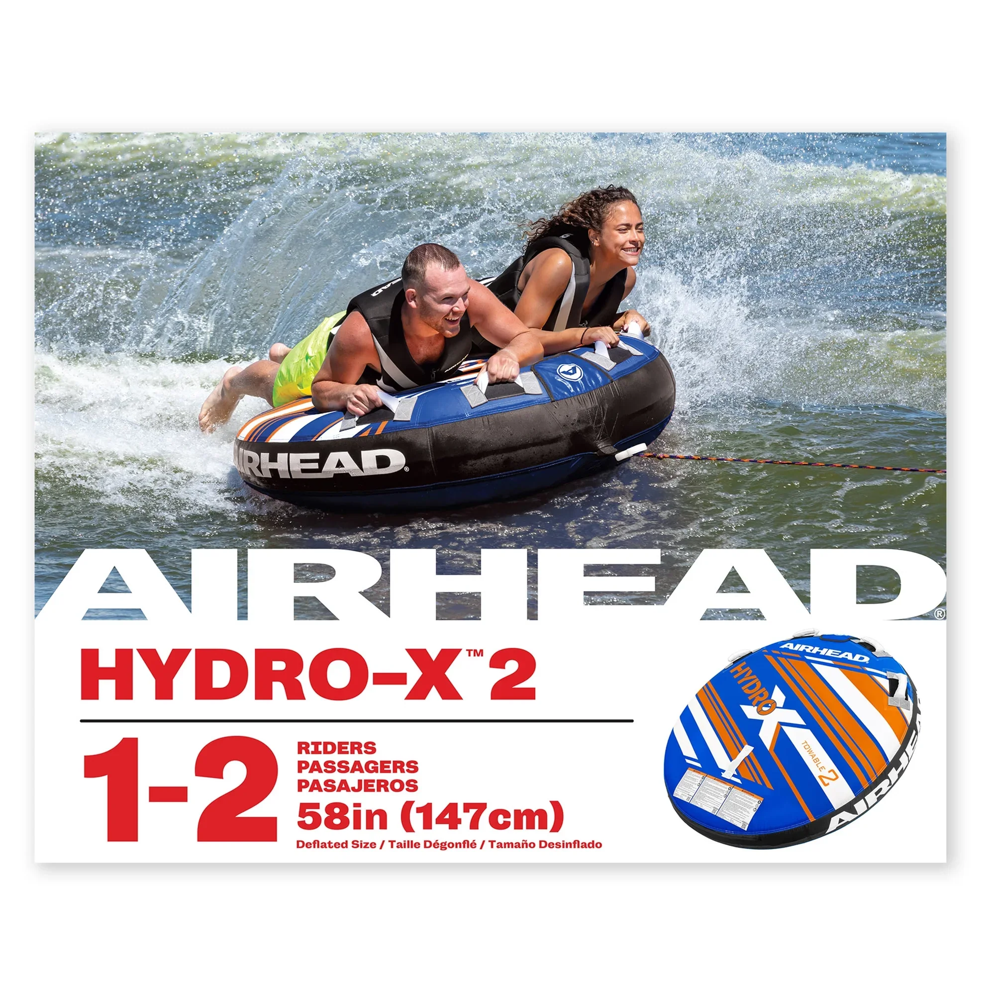 Hydro-X 2 | 1-2 Rider Towable Tube for Boating *Walmart Exclusive* - Image 6